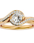 Inel De Logodnă Flamme d'Or din Aur 14k cu Diamante Create în Laborator Pavé de 0.53 ct din 14k Aur Galben - Castelo.ro