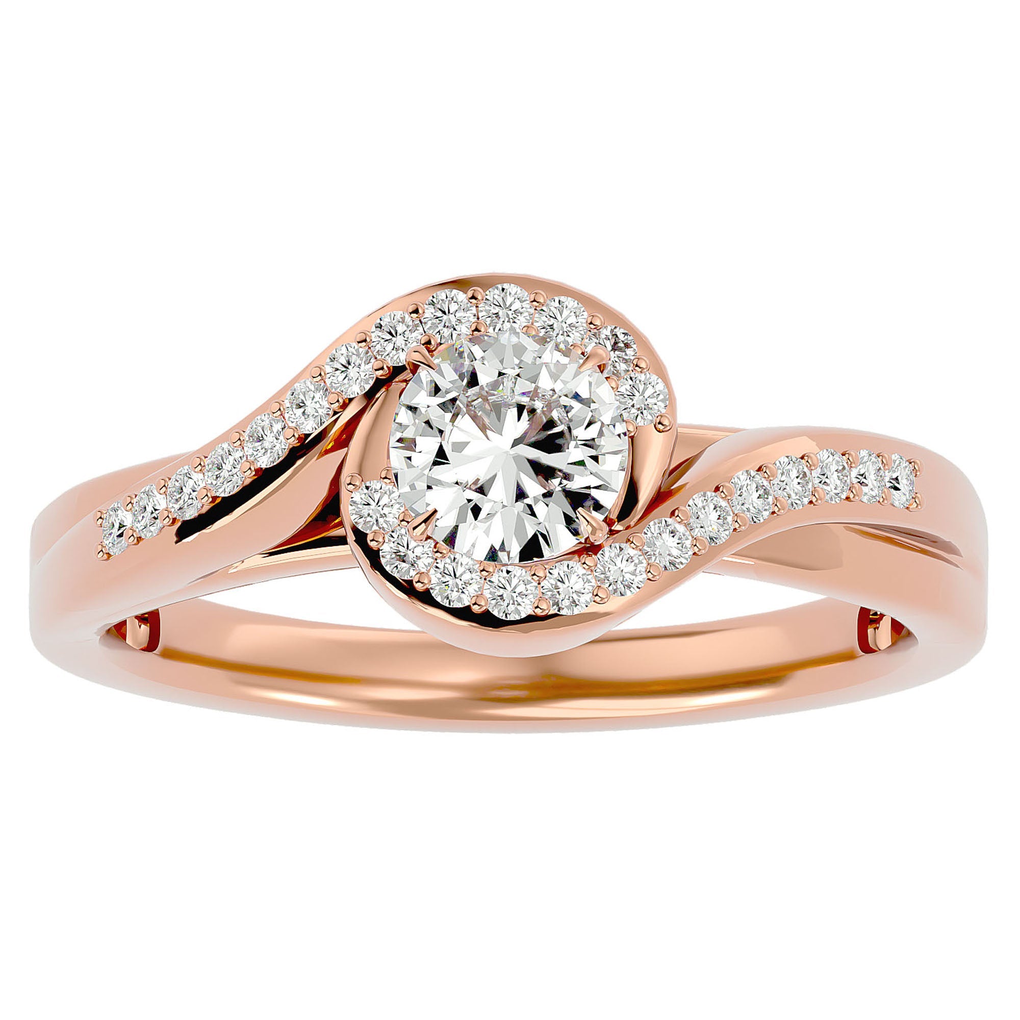 Inel de Logodnă cu Diamante Naturale Pavé în Spirală Eternă de 0.53 ct din 18k Aur Roz - Castelo.ro