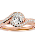 Inel de Logodnă cu Diamante Naturale Pavé în Spirală Eternă de 0.53 ct din 18k Aur Roz - Castelo.ro