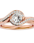Inel De Logodnă Flamme d'Or cu Diamante Create în Laborator Pavé de 0.53 ct din 18k Aur Roz - Castelo.ro