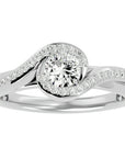Inel de Logodnă cu Diamante Naturale Pavé în Spirală Eternă de 0.53 ct din Platina - Castelo.ro
