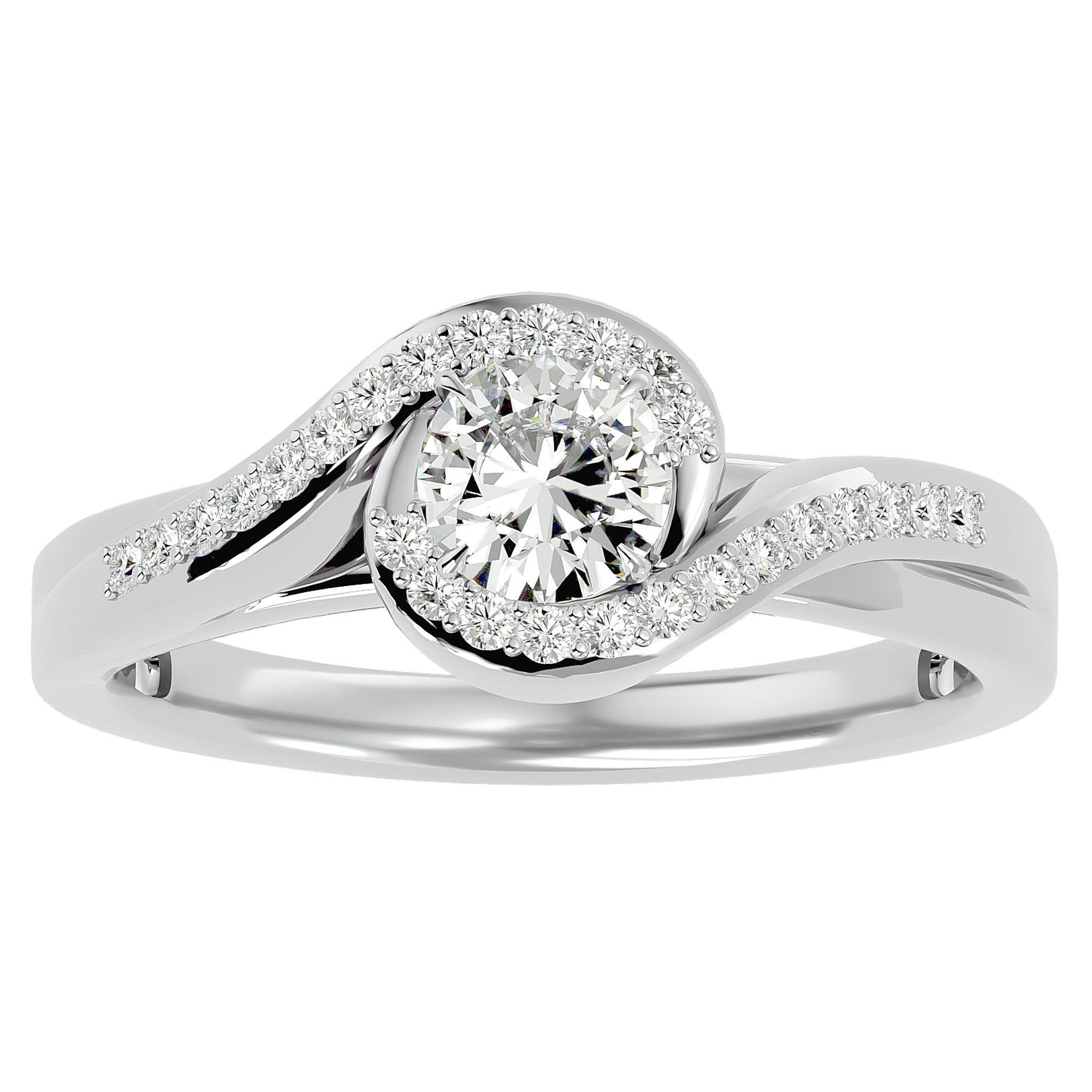 Inel de Logodnă cu Moissanite Pavé în Spirală Eternă de 0.53 ct din Platina - Castelo.ro