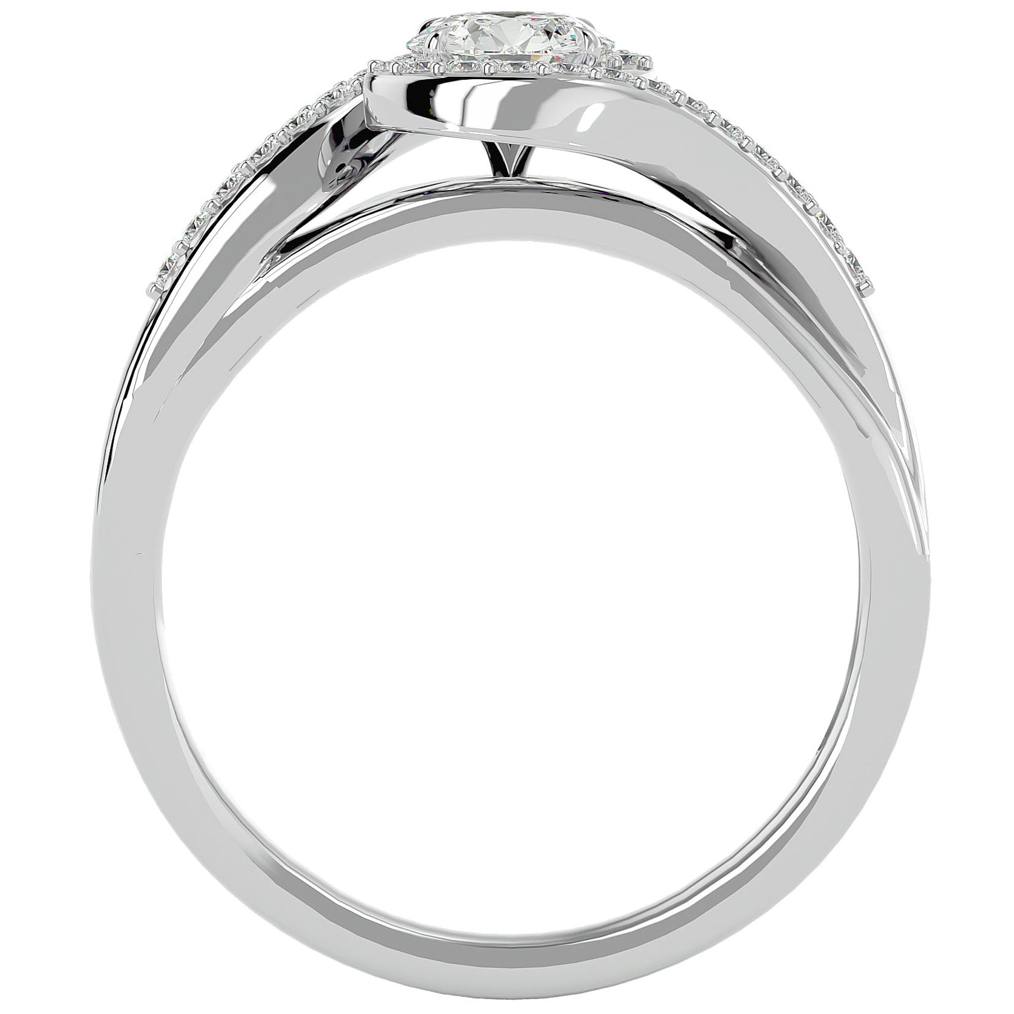 Inel De Logodnă Flamme d'Or cu Diamante Naturale Pavé de 0.53 ct din Platina - Castelo.ro