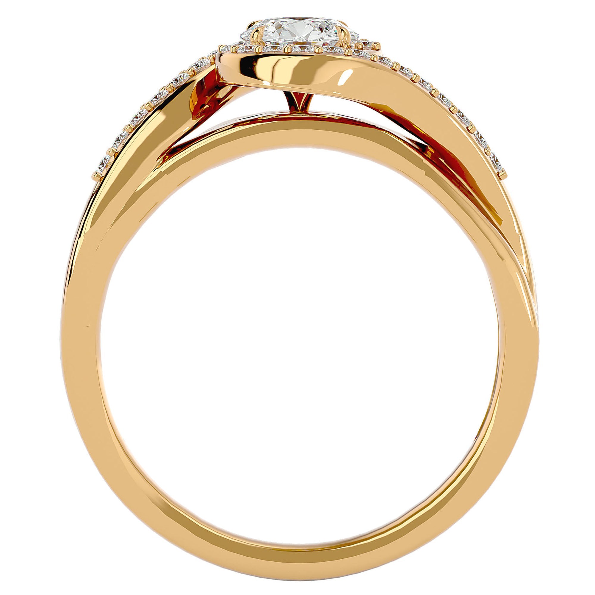 Inel de Logodnă cu Diamante Naturale Pavé în Spirală Eternă de 0.53 ct din 18k Aur Galben - Castelo.ro