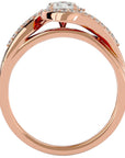 Inel De Logodnă Flamme d'Or din Aur 14k cu Diamante Create în Laborator Pavé de 0.53 ct din 14k Aur Roz - Castelo.ro