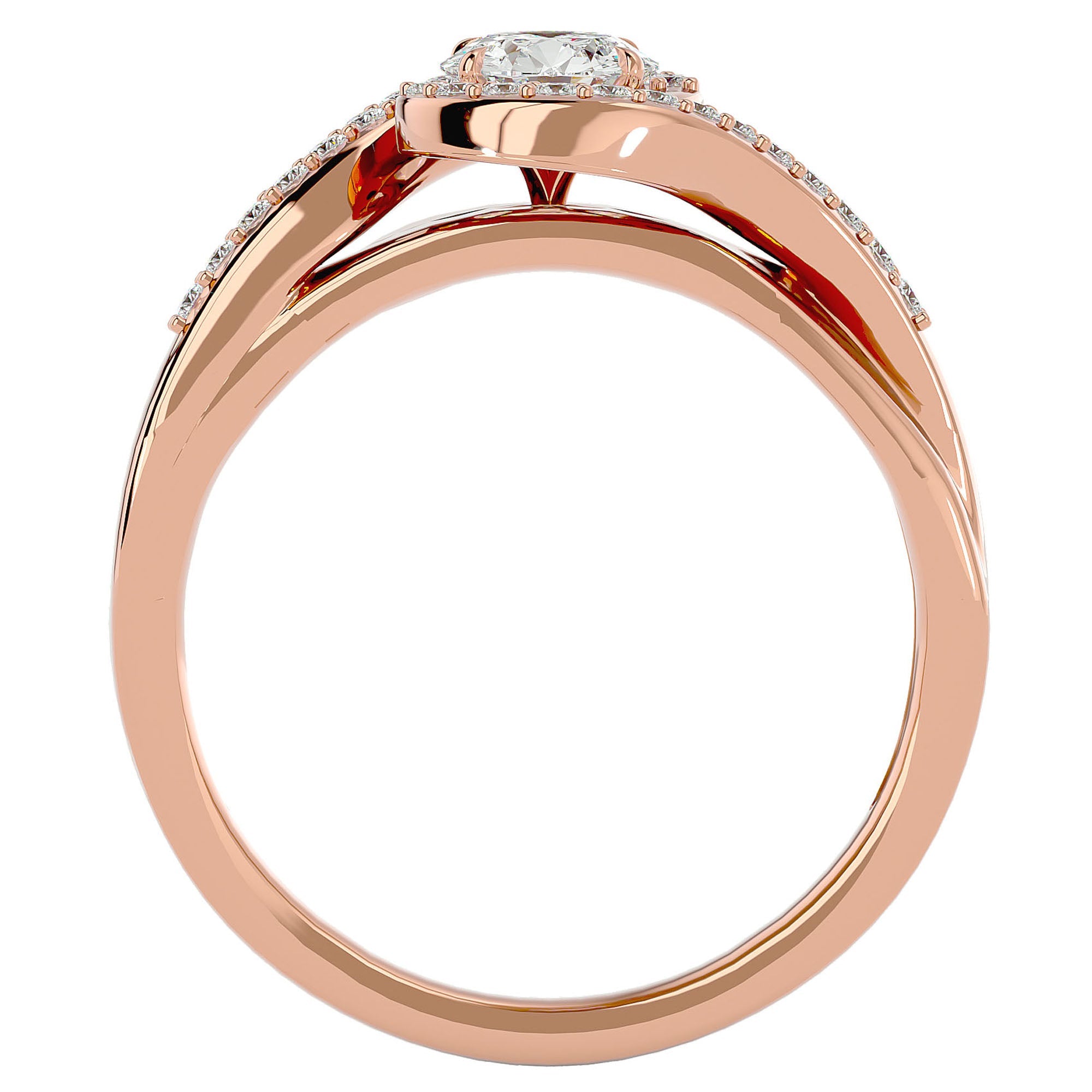 Inel de Logodnă din Aur 14k cu Moissanite Pavé în Spirală Eternă de 0.53 ct din 14k Aur Roz - Castelo.ro