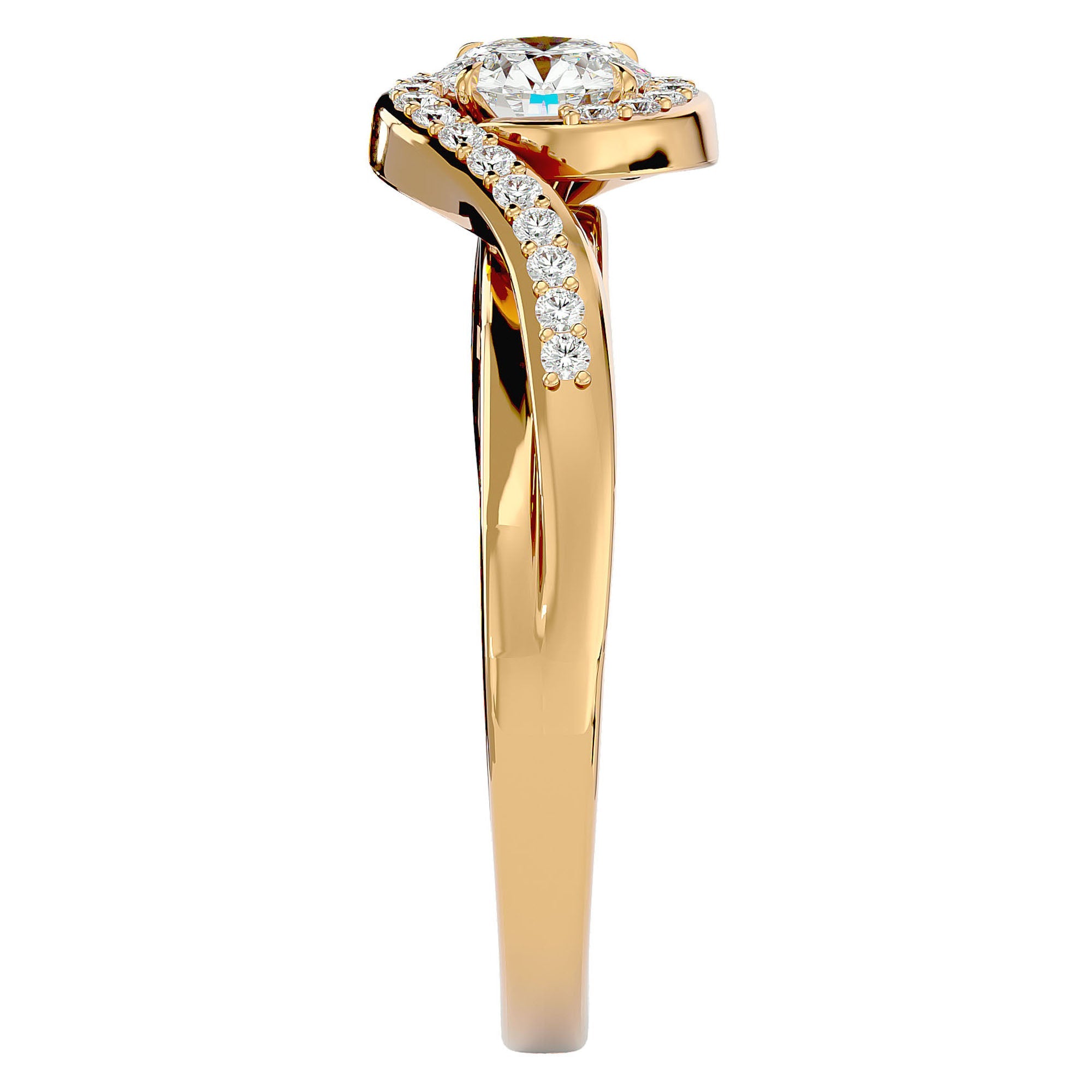 Inel de Logodnă din Aur 14k cu Moissanite Pavé în Spirală Eternă de 0.53 ct din 14k Aur Galben - Castelo.ro
