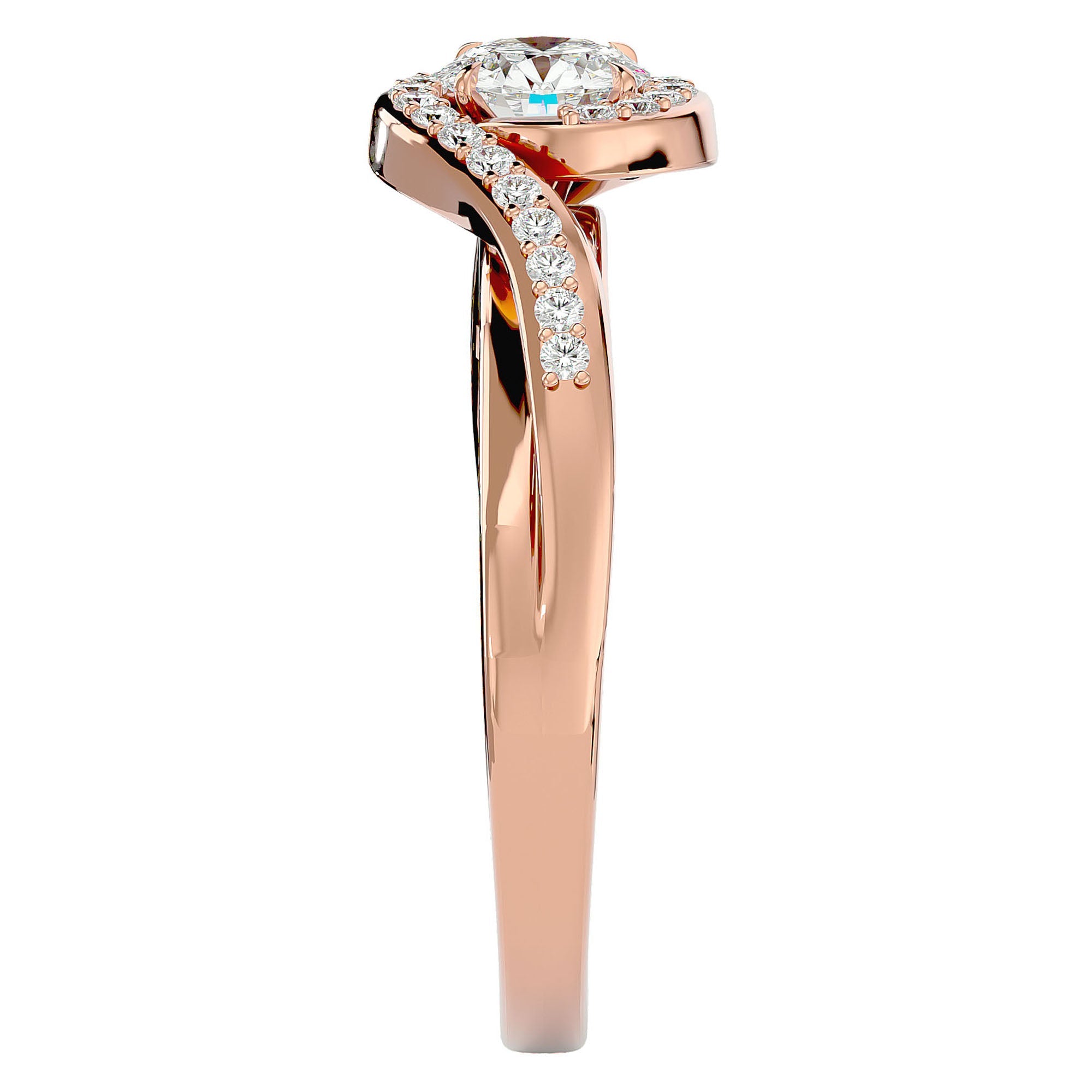 Inel de Logodnă din Aur 14k cu Moissanite Pavé în Spirală Eternă de 0.53 ct din 14k Aur Roz - Castelo.ro