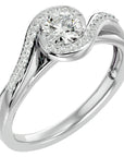Inel De Logodnă Flamme d'Or din Aur 14k cu Diamante Create în Laborator Pavé de 0.53 ct din 14k Aur Alb - Castelo.ro