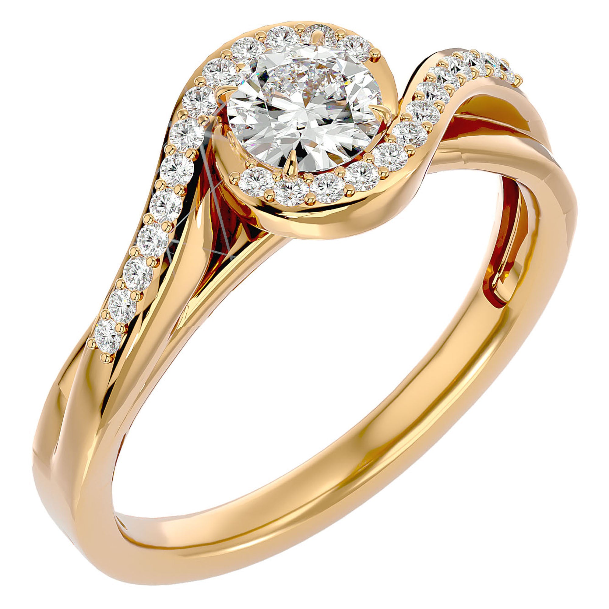 Inel de Logodnă din Aur 14k cu Moissanite Pavé în Spirală Eternă de 0.53 ct din 14k Aur Galben - Castelo.ro