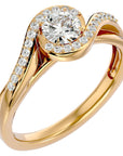 Inel De Logodnă Flamme d'Or cu Diamante Create în Laborator Pavé de 0.53 ct din 18k Aur Galben - Castelo.ro