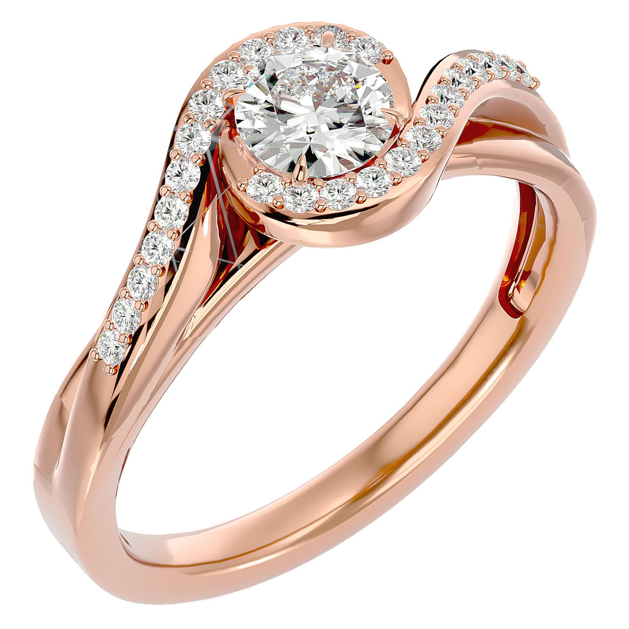 Inel de Logodnă din Aur 14k cu Moissanite Pavé în Spirală Eternă de 0.53 ct din 14k Aur Roz - Castelo.ro