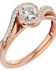 Inel De Logodnă Flamme d'Or cu Diamante Naturale Pavé de 0.53 ct din 18k Aur Roz - Castelo.ro