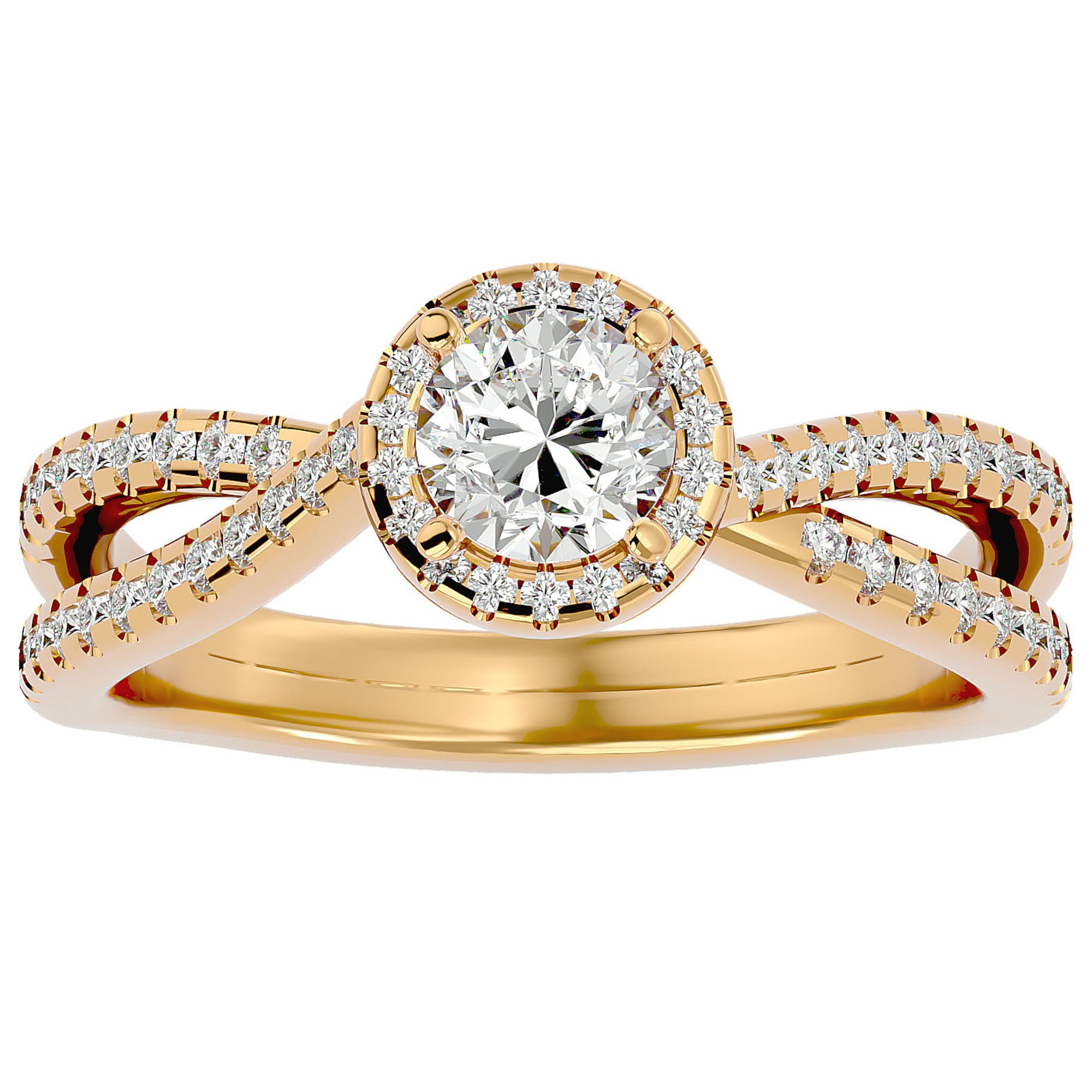Inel De Logodnă Vague d'Azur din Aur 14k cu Moissanite Pavé de 0.99 ct din 14k Aur Galben - Castelo.ro