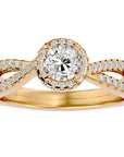Inel De Logodnă Vague d'Azur din Aur 14k cu Moissanite Pavé de 0.99 ct din 14k Aur Galben - Castelo.ro
