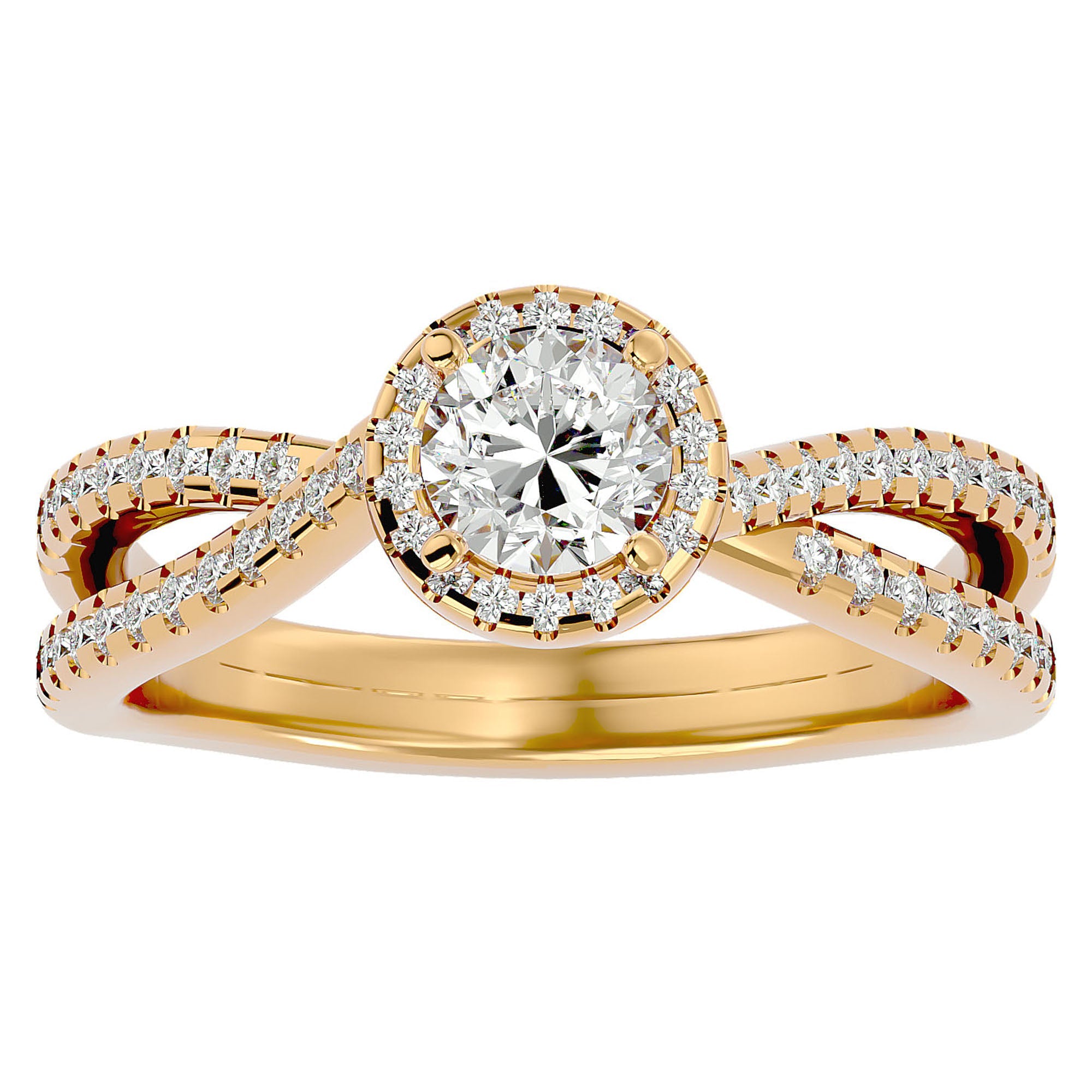 Inel de Logodnă din Aur 14k cu Diamante Naturale Pavé în Spirală Eternă de 0.99 ct din 14k Aur Galben - Castelo.ro