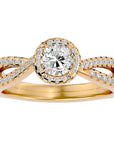 Inel de Logodnă din Aur 14k cu Diamante Naturale Pavé în Spirală Eternă de 0.99 ct din 14k Aur Galben - Castelo.ro
