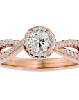 Inel de Logodnă din Aur 14k cu Diamante Create în Laborator Pavé în Spirală Eternă de 0.99 ct din 14k Aur Roz - Castelo.ro