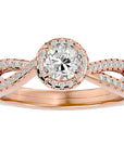 Inel De Logodnă Vague d'Azur din Aur 14k cu Moissanite Pavé de 0.99 ct din 14k Aur Roz - Castelo.ro