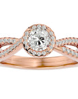 Inel De Logodnă Vague d'Azur din Aur 14k cu Diamante Create în Laborator Pavé de 0.99 ct din 14k Aur Roz - Castelo.ro