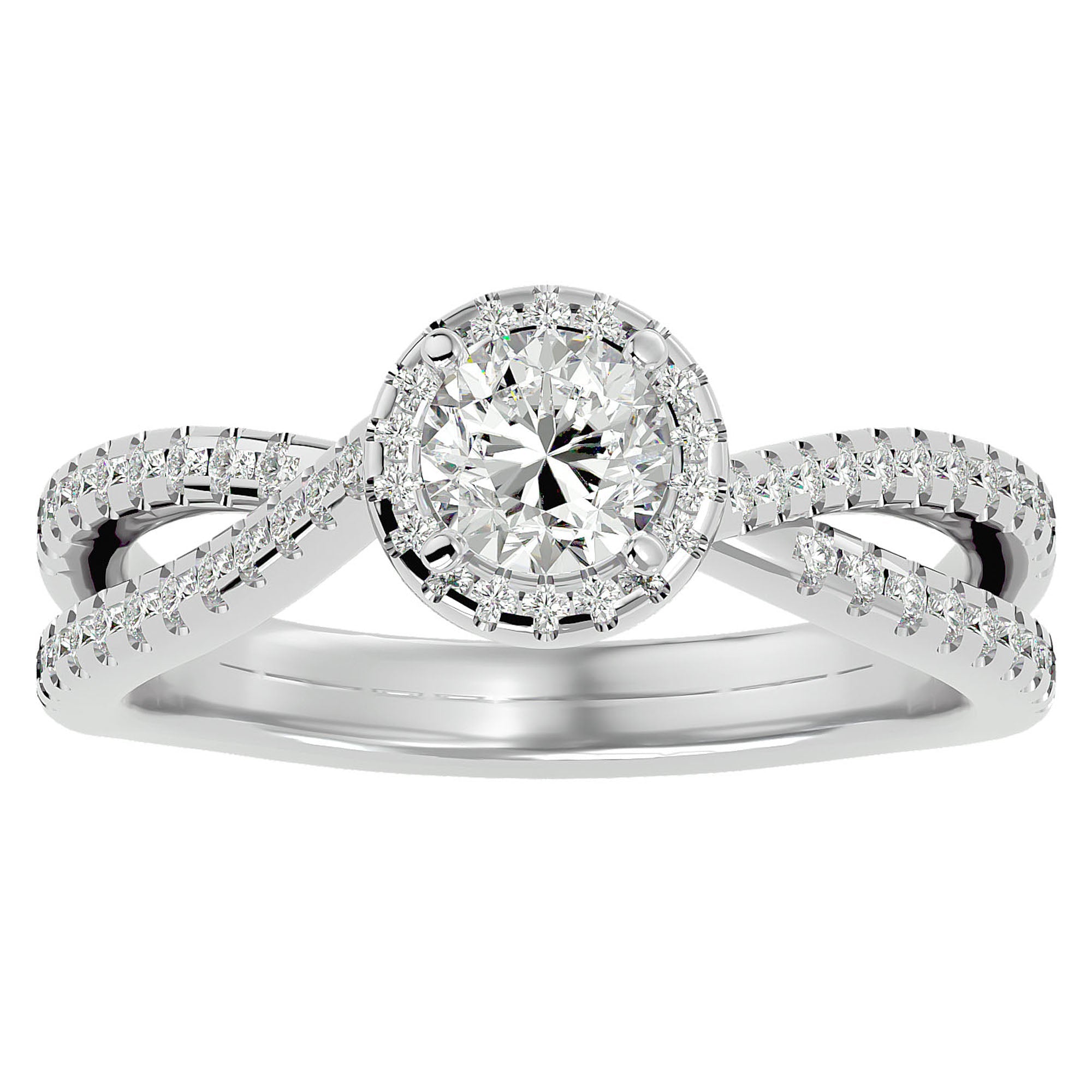 Inel de Logodnă cu Moissanite Pavé în Spirală Eternă de 0.99 ct din Platina - Castelo.ro