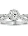 Inel de Logodnă cu Diamante Naturale Pavé în Spirală Eternă de 0.99 ct din Platina - Castelo.ro