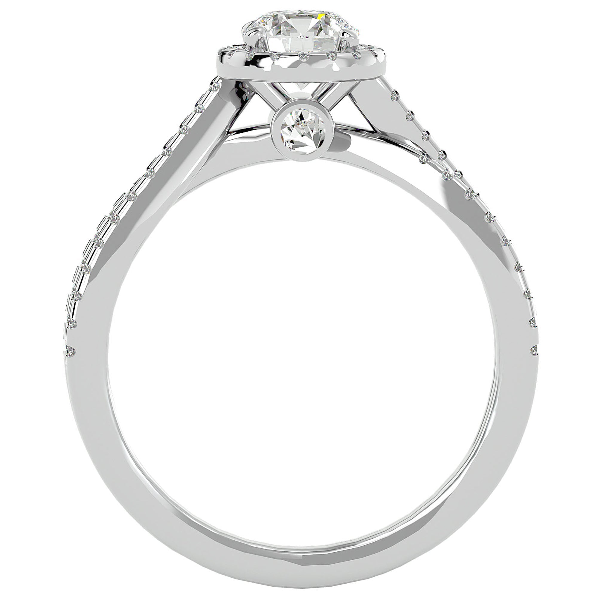 Inel De Logodnă Vague d'Azur din Aur 14k cu Moissanite Pavé de 0.99 ct din 14k Aur Alb - Castelo.ro