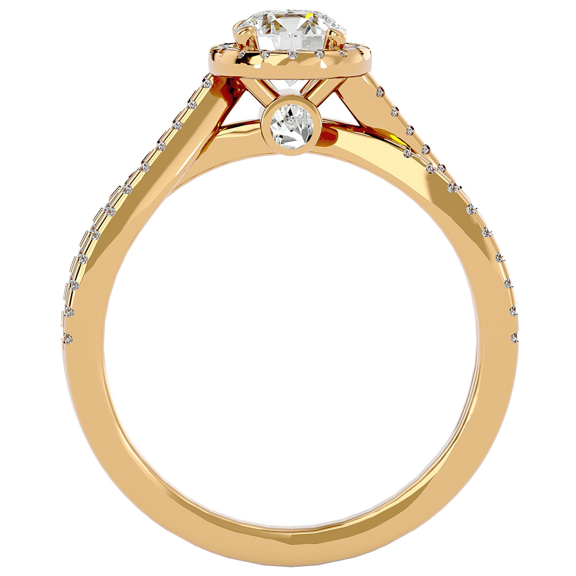 Inel De Logodnă Vague d'Azur din Aur 14k cu Moissanite Pavé de 0.99 ct din 14k Aur Galben - Castelo.ro