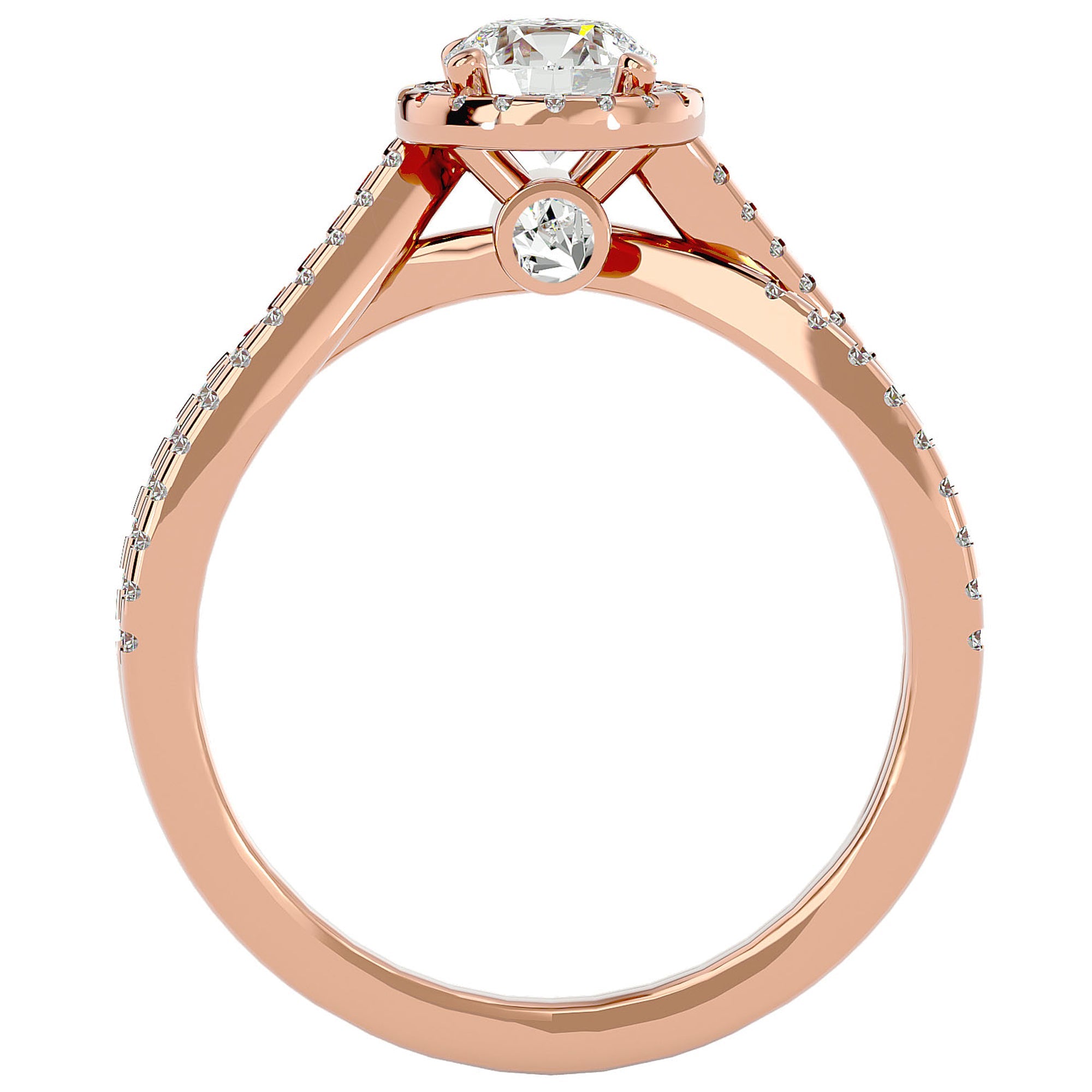 Inel De Logodnă Vague d'Azur cu Diamante Naturale Pavé de 0.99 ct din 18k Aur Roz - Castelo.ro