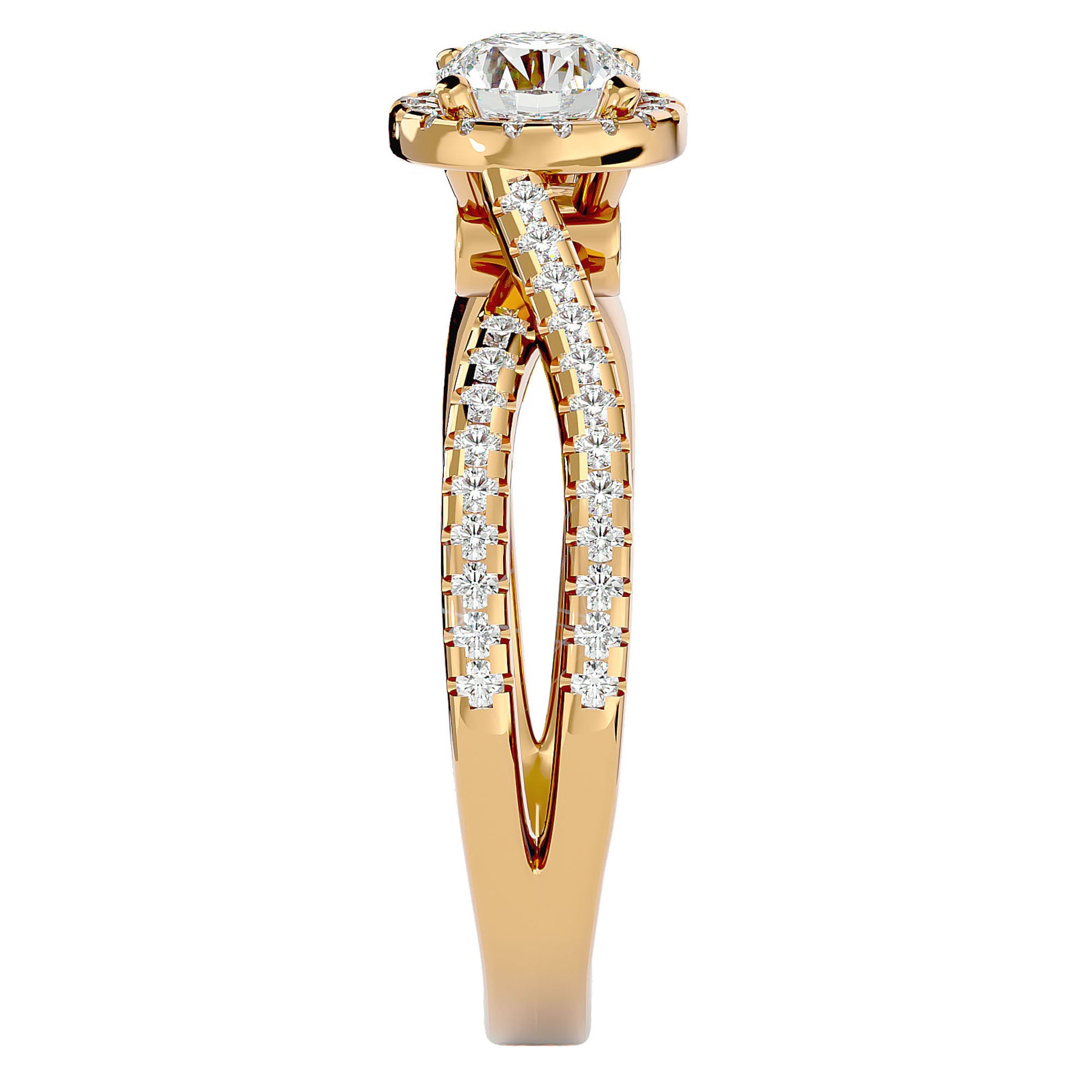Inel de Logodnă din Aur 14k cu Diamante Naturale Pavé în Spirală Eternă de 0.99 ct din 14k Aur Galben - Castelo.ro