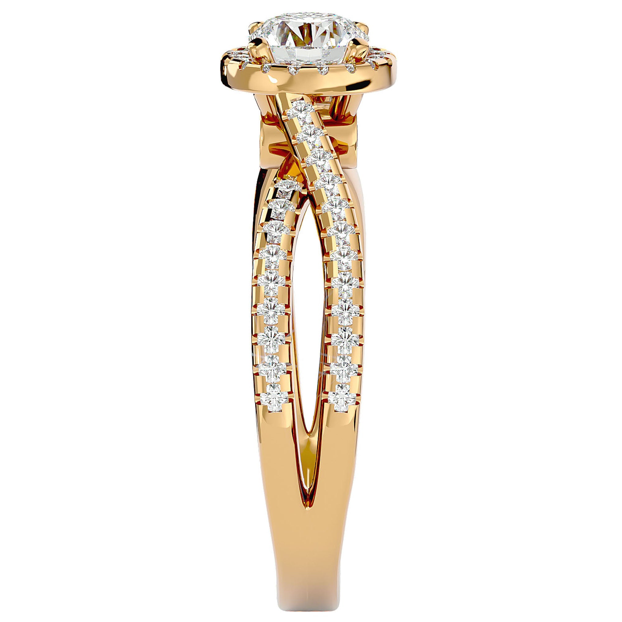 Inel De Logodnă Vague d'Azur cu Diamante Naturale Pavé de 0.99 ct din 18k Aur Galben - Castelo.ro