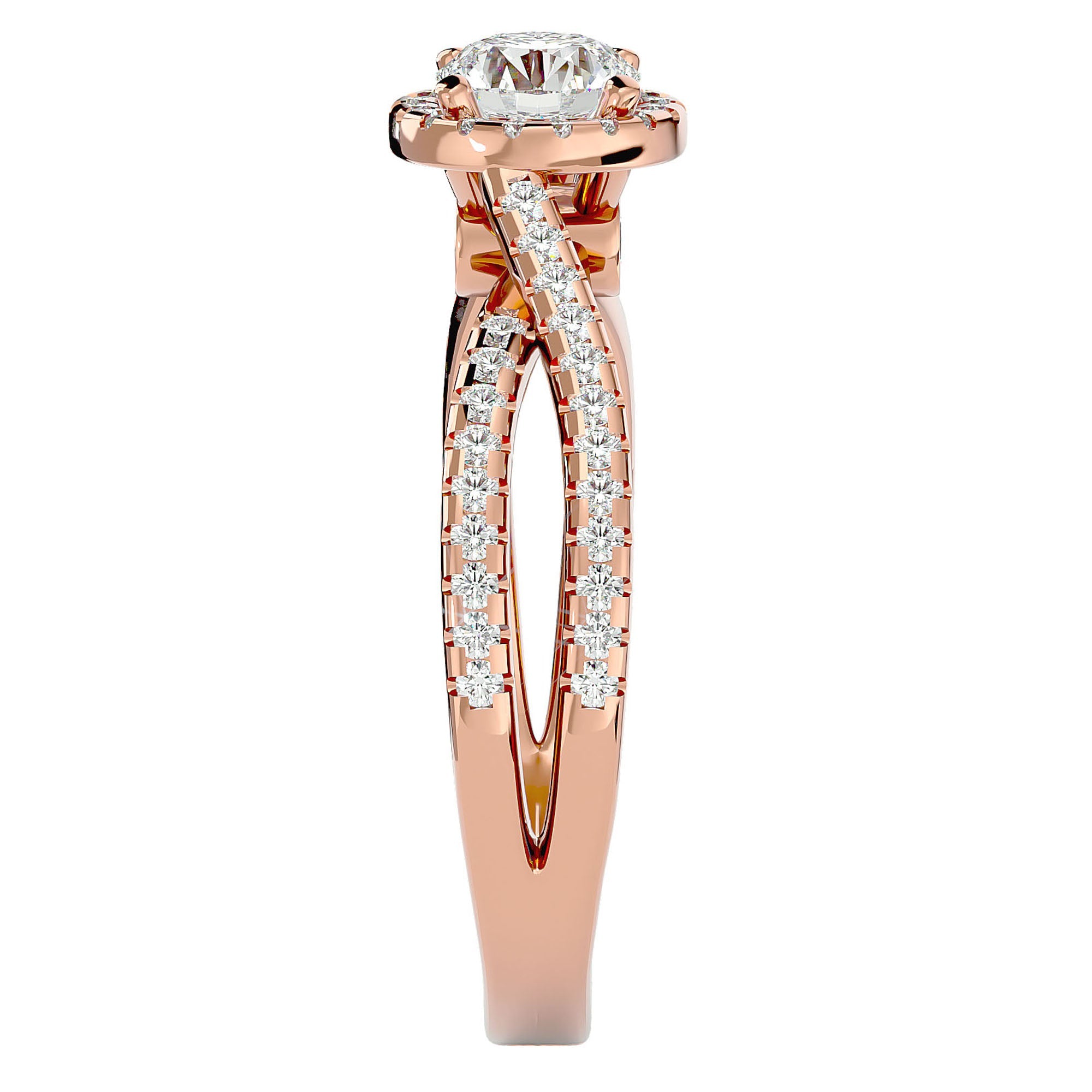 Inel de Logodnă din Aur 14k cu Diamante Naturale Pavé în Spirală Eternă de 0.99 ct din 14k Aur Roz - Castelo.ro