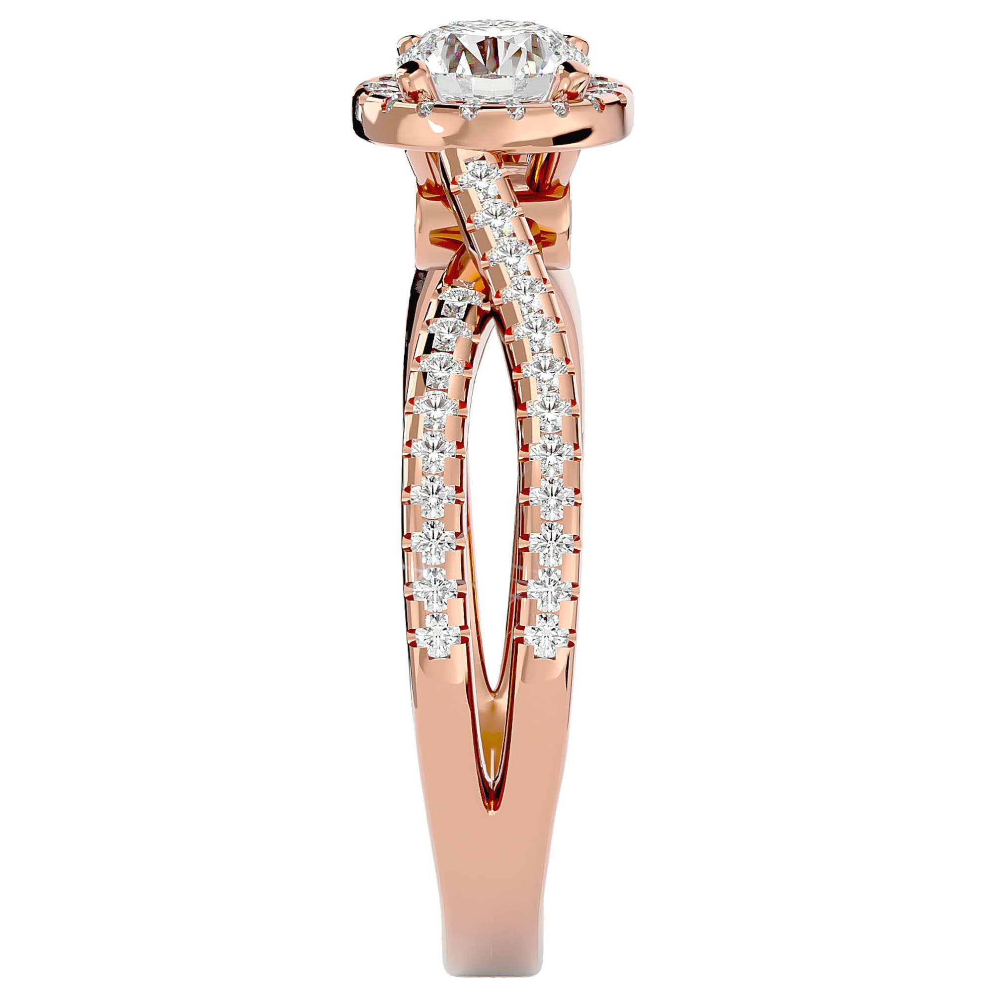 Inel De Logodnă Vague d'Azur din Aur 14k cu Moissanite Pavé de 0.99 ct din 14k Aur Roz - Castelo.ro