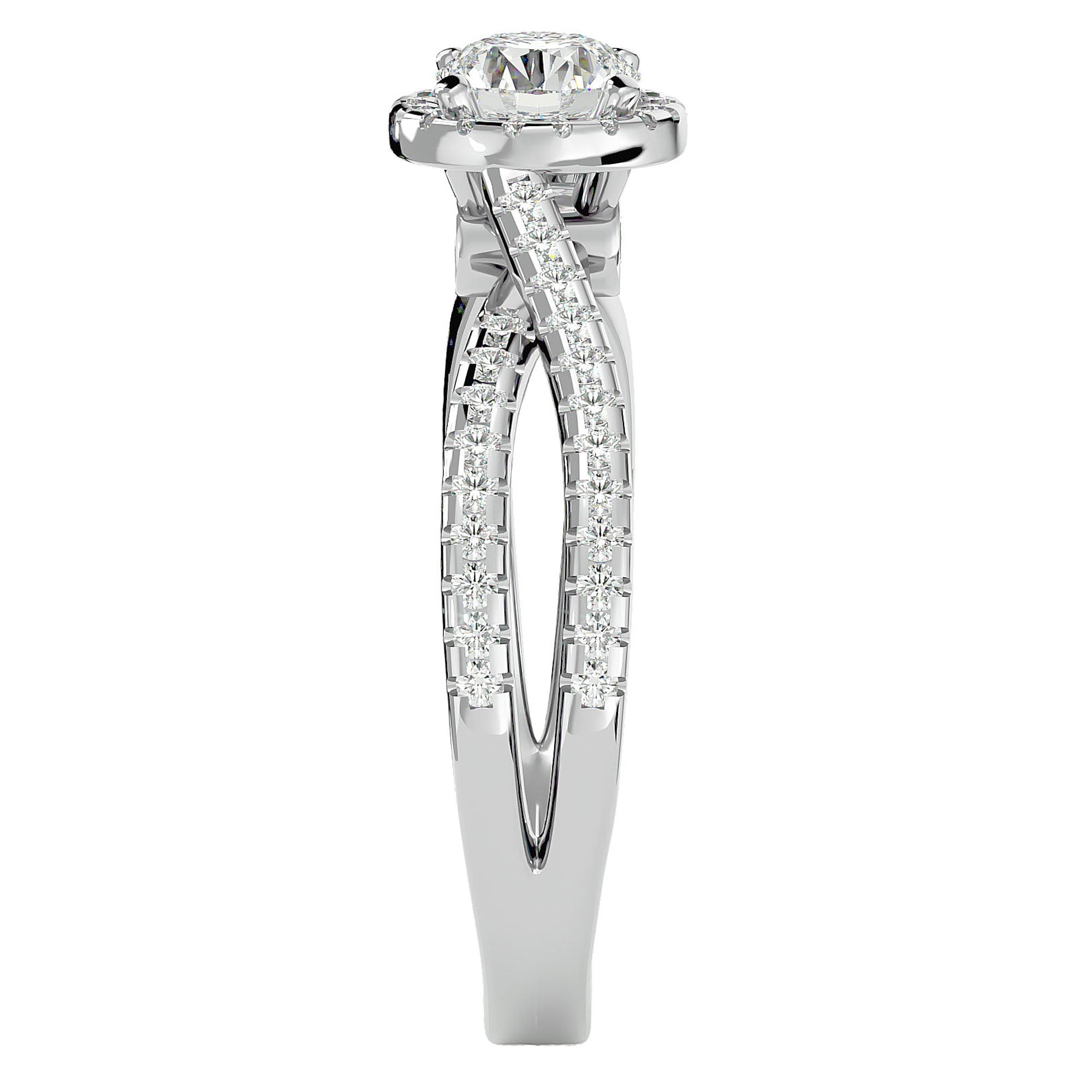 Inel de Logodnă cu Diamante Naturale Pavé în Spirală Eternă de 0.99 ct din Platina - Castelo.ro