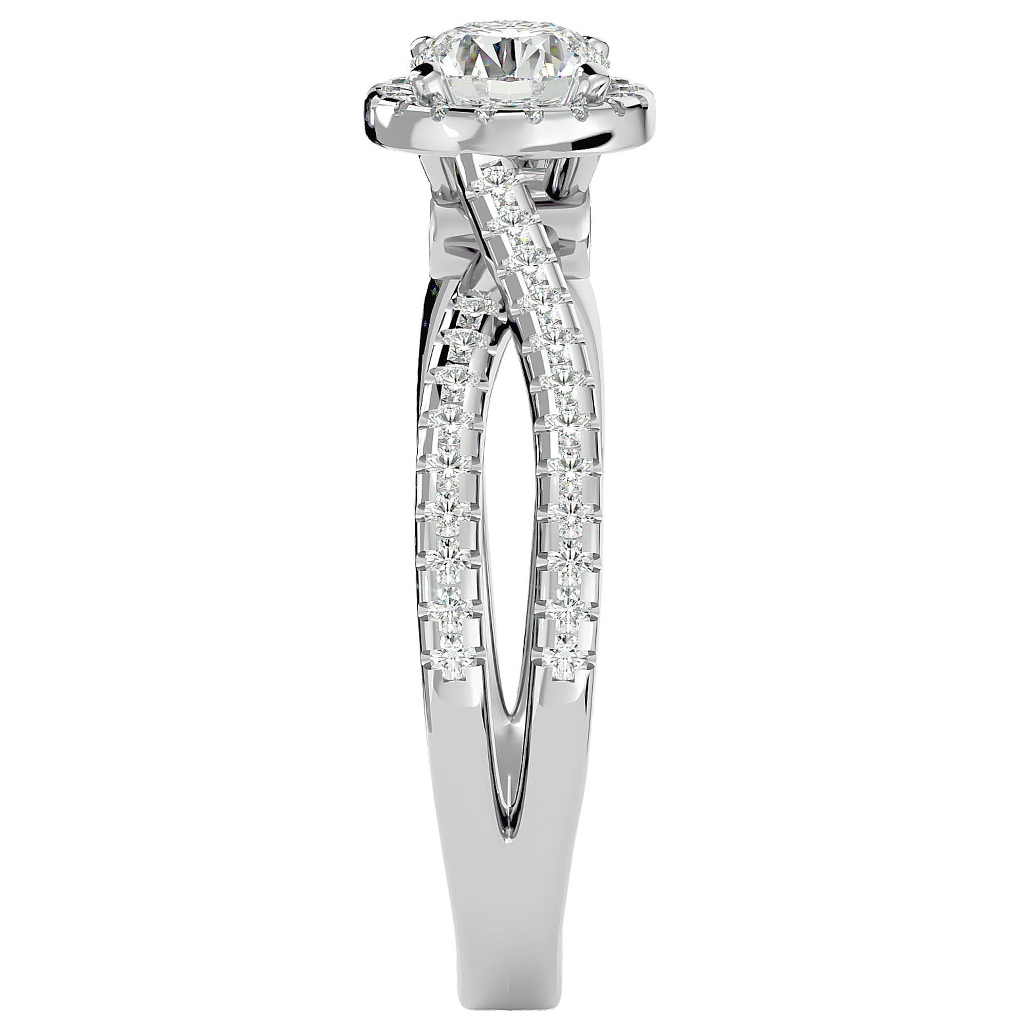 Inel De Logodnă Vague d'Azur din Aur 14k cu Moissanite Pavé de 0.99 ct din 14k Aur Alb - Castelo.ro