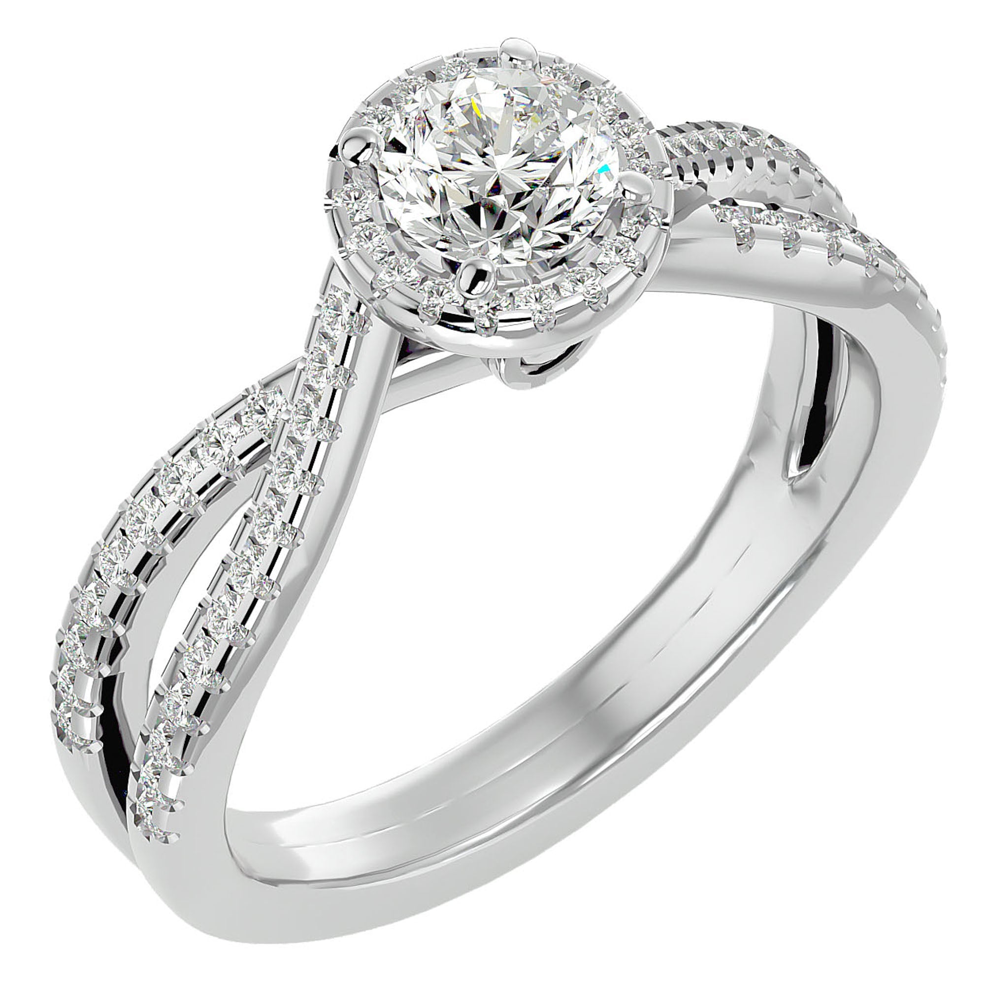 Inel de Logodnă cu Diamante Naturale Pavé în Spirală Eternă de 0.99 ct din Platina - Castelo.ro