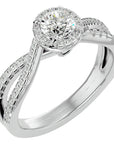 Inel de Logodnă cu Diamante Naturale Pavé în Spirală Eternă de 0.99 ct din Platina - Castelo.ro