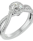 Inel De Logodnă Vague d'Azur din Aur 14k cu Moissanite Pavé de 0.99 ct din 14k Aur Alb - Castelo.ro
