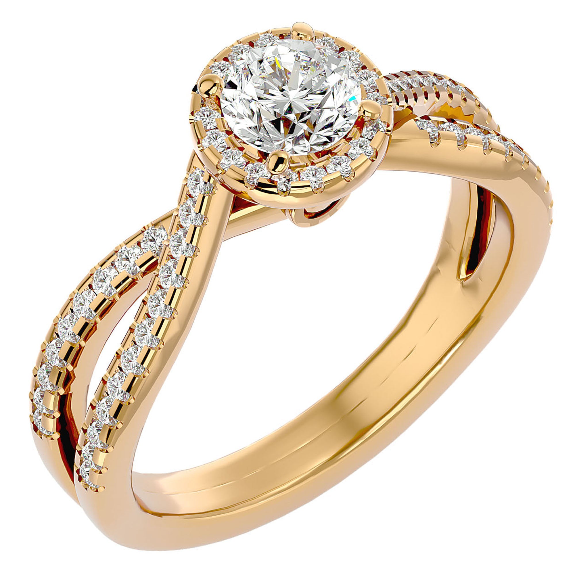 Inel de Logodnă din Aur 14k cu Diamante Naturale Pavé în Spirală Eternă de 0.99 ct din 14k Aur Galben - Castelo.ro