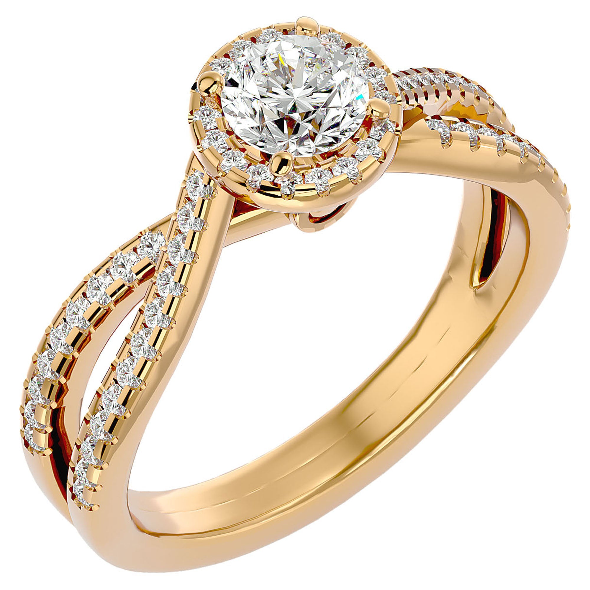 Inel De Logodnă Vague d'Azur din Aur 14k cu Moissanite Pavé de 0.99 ct din 14k Aur Galben - Castelo.ro