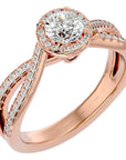 Inel de Logodnă din Aur 14k cu Diamante Create în Laborator Pavé în Spirală Eternă de 0.99 ct din 14k Aur Roz - Castelo.ro