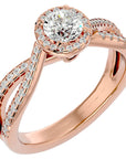 Inel De Logodnă Vague d'Azur din Aur 14k cu Diamante Create în Laborator Pavé de 0.99 ct din 14k Aur Roz - Castelo.ro