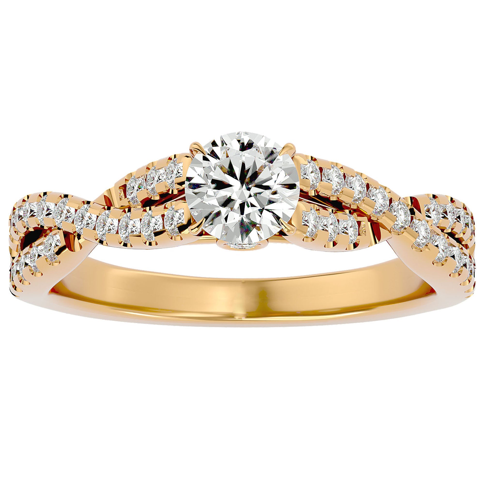 Inel De Logodnă Sceptre Royal cu Diamante Naturale Pavé de 1.01 ct din 18k Aur Galben - Castelo.ro
