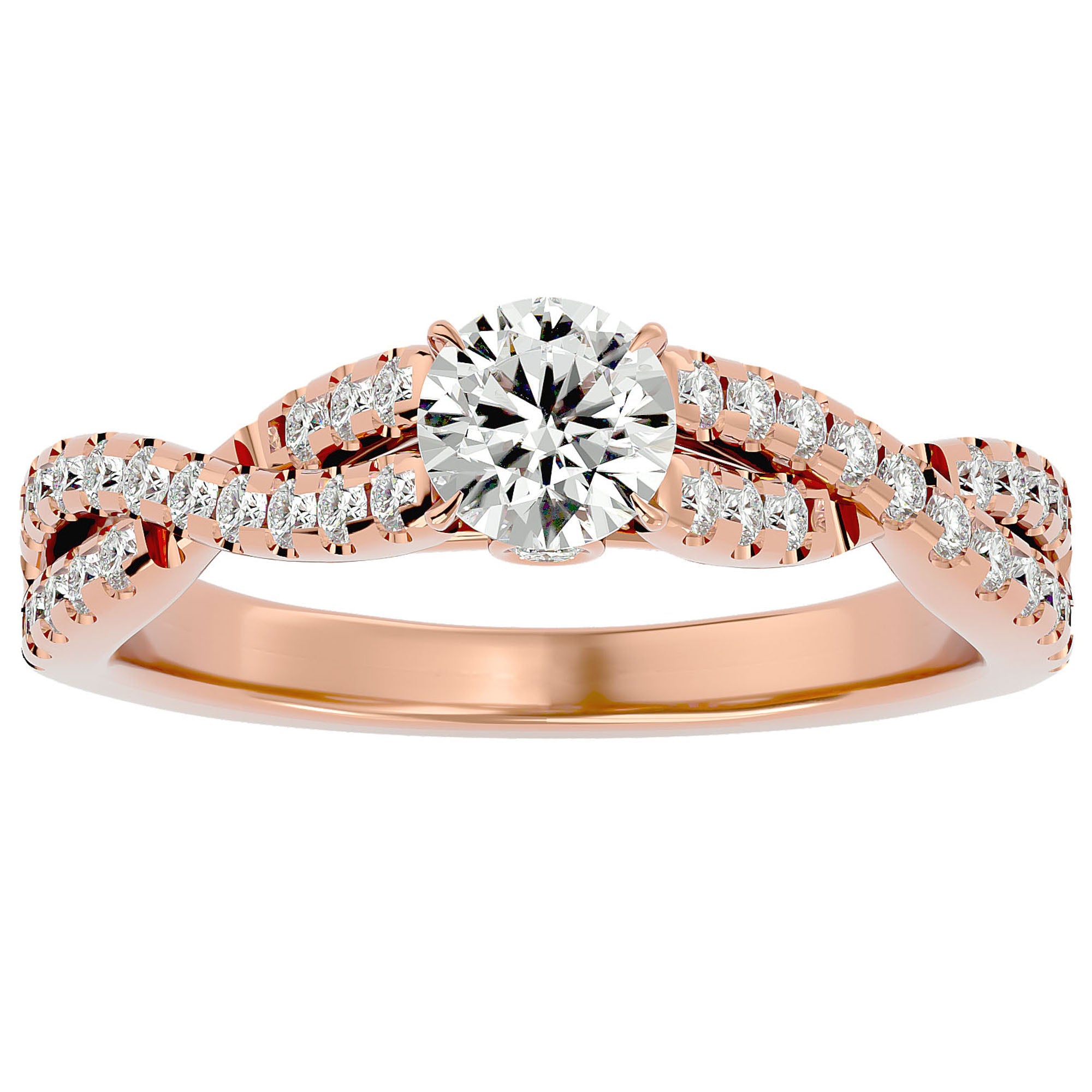 Inel De Logodnă Sceptre Royal cu Diamante Naturale Pavé de 1.01 ct din 18k Aur Roz - Castelo.ro