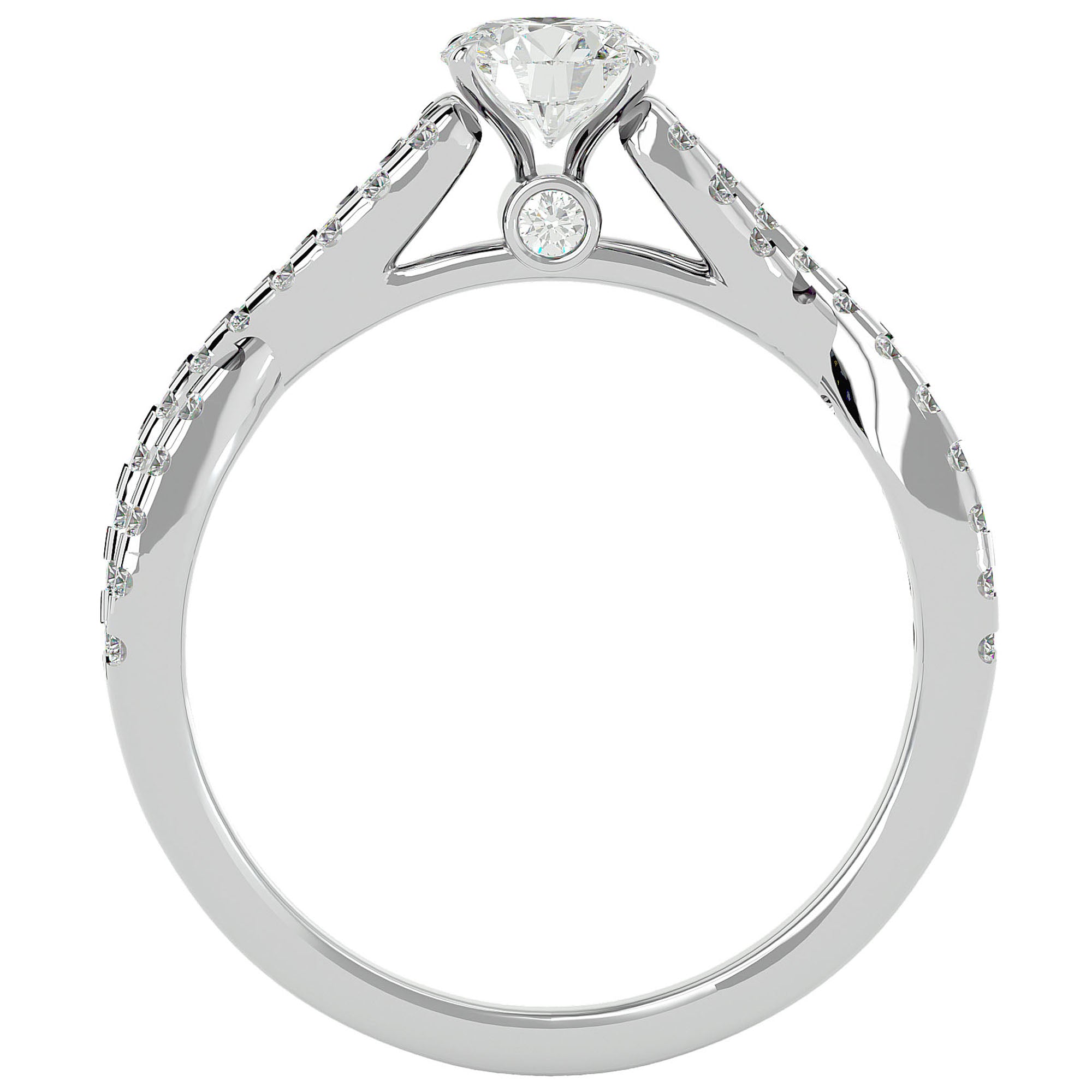 Inel De Logodnă Sceptre Royal din Aur 14k cu Moissanite Pavé de 1.01 ct din 14k Aur Alb - Castelo.ro