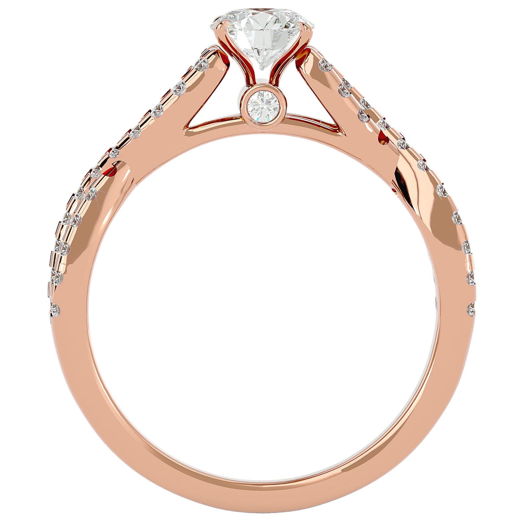 Inel De Logodnă Sceptre Royal cu Diamante Naturale Pavé de 1.01 ct din 18k Aur Roz - Castelo.ro