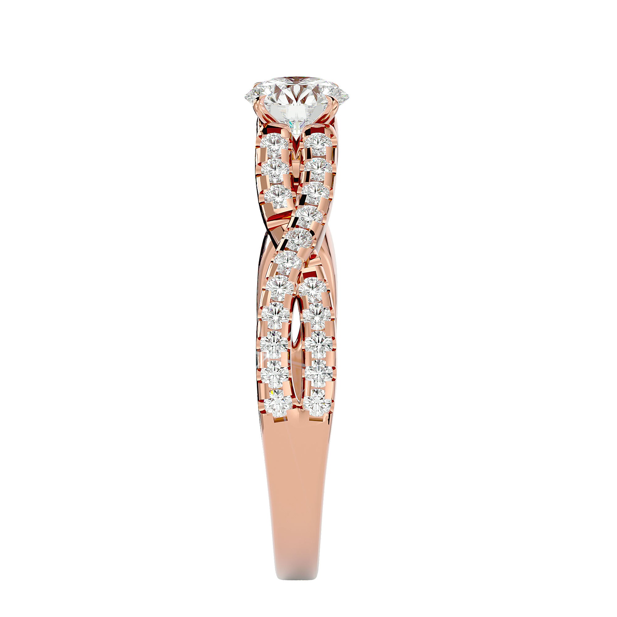 Inel De Logodnă Sceptre Royal din Aur 14k cu Diamante Naturale Pavé de 1.01 ct din 14k Aur Roz - Castelo.ro