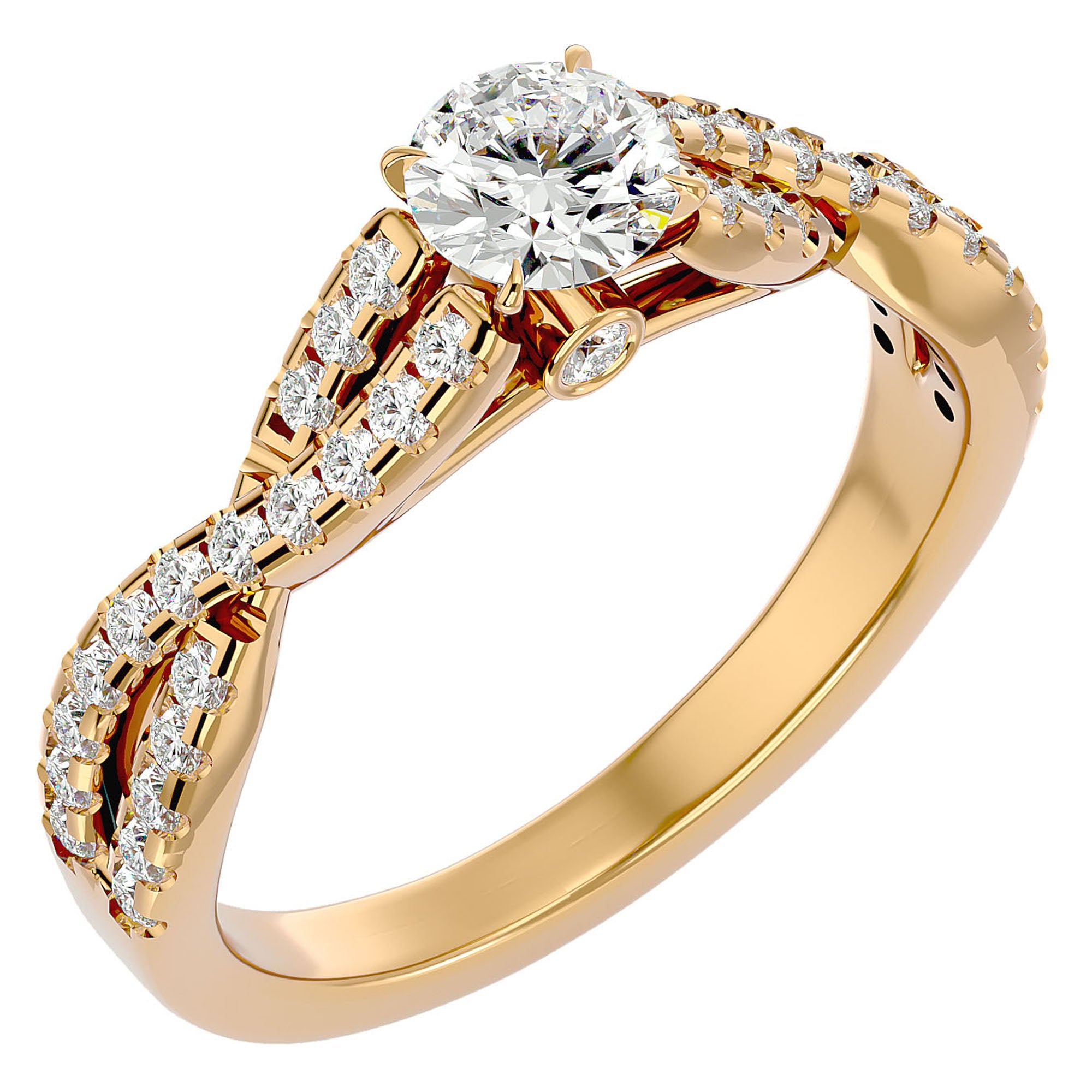 Inel De Logodnă Sceptre Royal cu Diamante Naturale Pavé de 1.01 ct din 18k Aur Galben - Castelo.ro