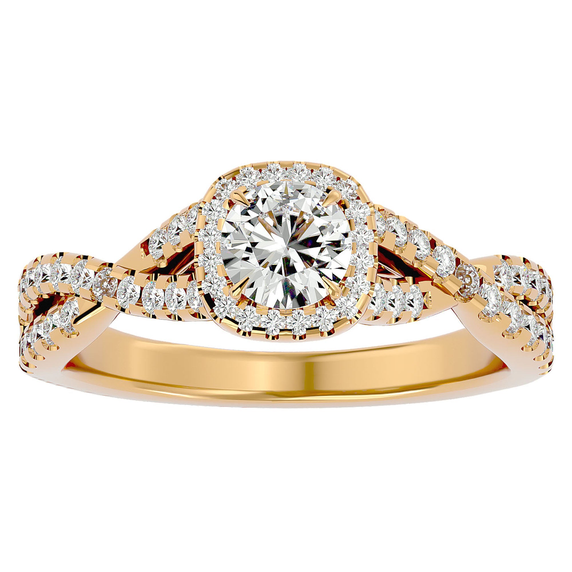Inel de Logodnă din Aur 14k cu Moissanite Pavé în Spirală Eternă de 0.87 ct din 14k Aur Galben - Castelo.ro