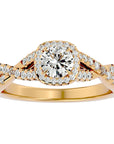 Inel de Logodnă cu Moissanite Pavé în Spirală Eternă de 0.87 ct din 18k Aur Galben - Castelo.ro